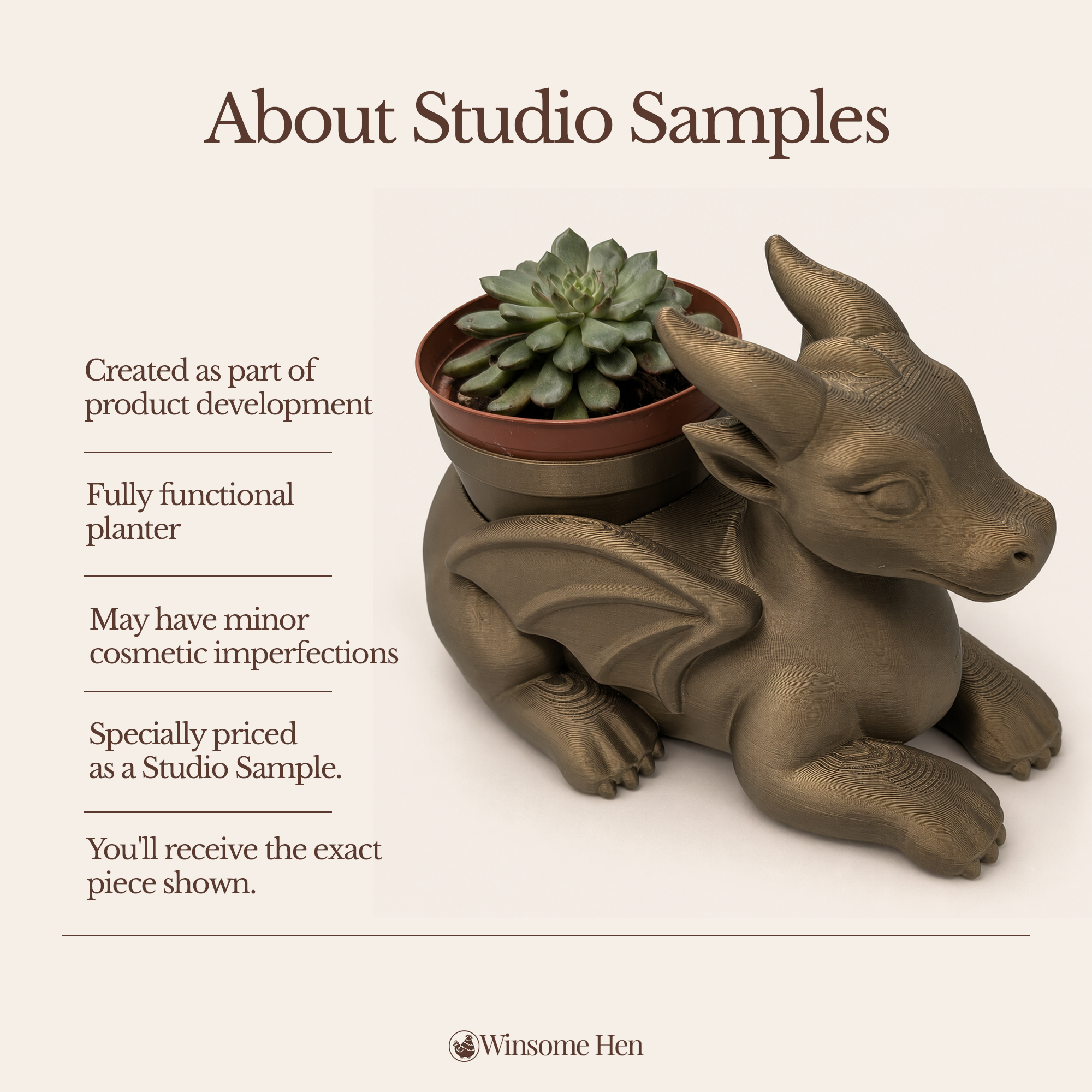 Bronze Dragon Planter - Winsome Whimsy - Studio Sample