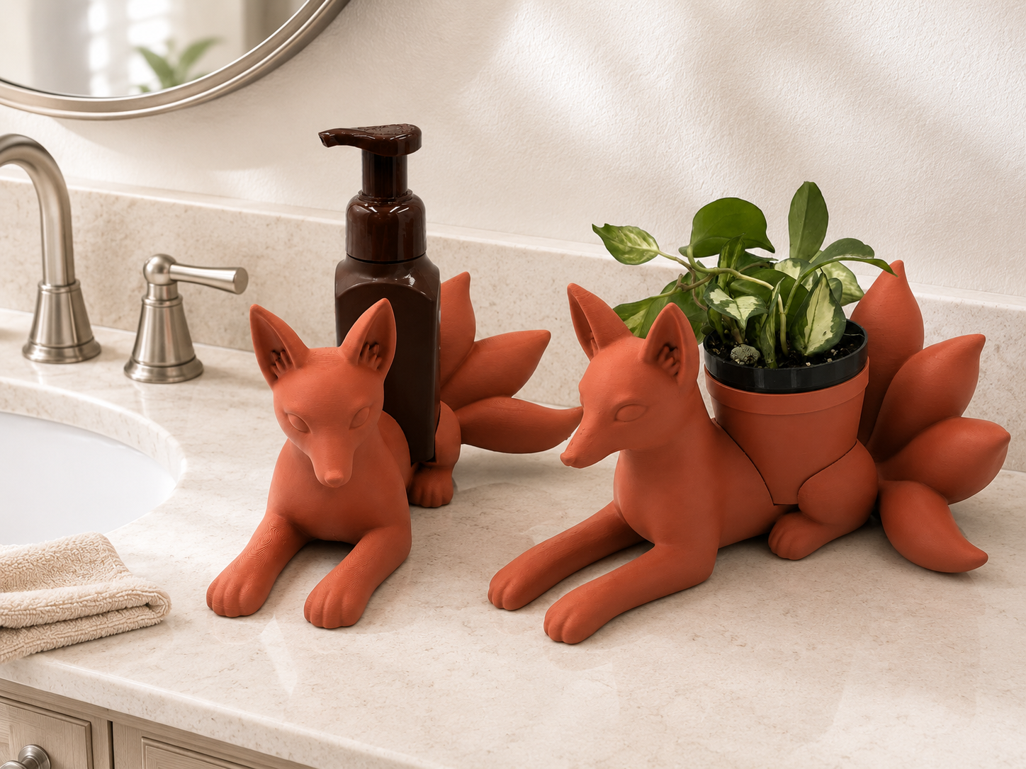 Kitsune Planter and Soap Holder Bundle - Winsome Whimsy