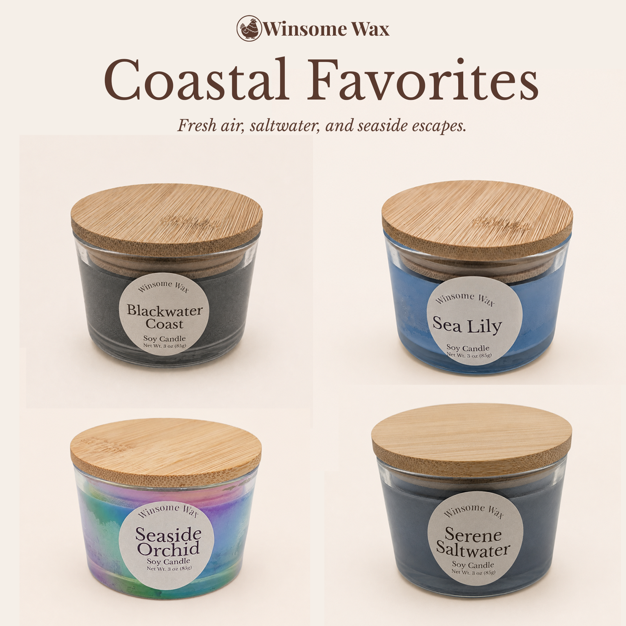 Signature Collection - 3 oz Soy Candle - Hand Poured Candle with Bamboo Lid