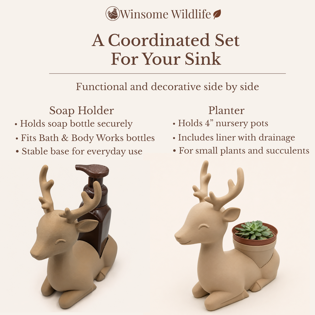 Reindeer Planter and Soap Dispenser Holder Bundle