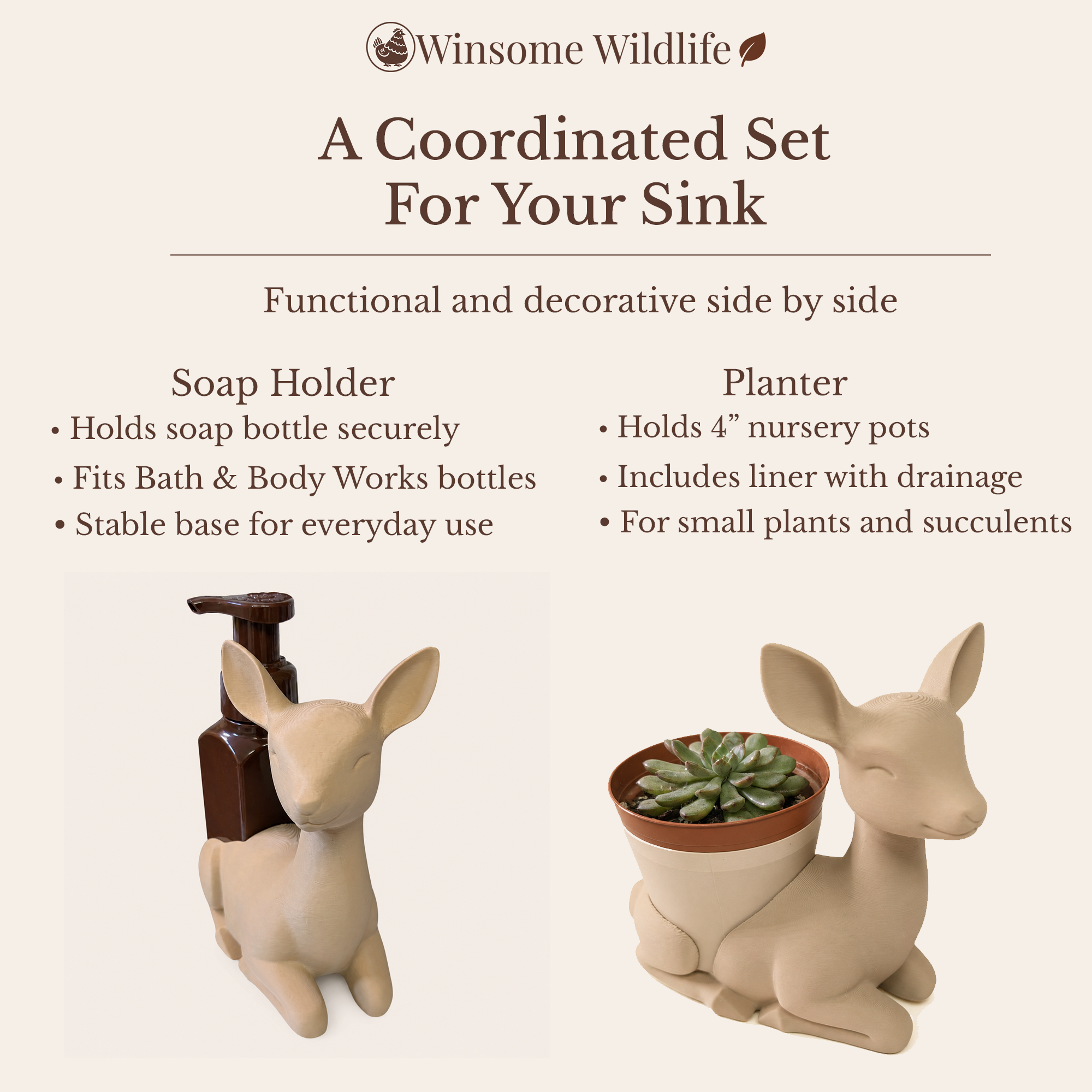 Deer Planter and Soap Holder Bundle - Winsome Wildlife