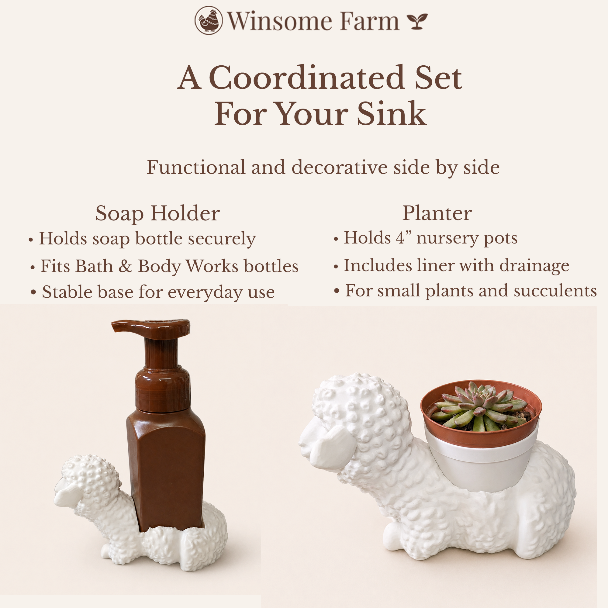 Sheep Planter and Soap Holder Bundle - Winsome Farm