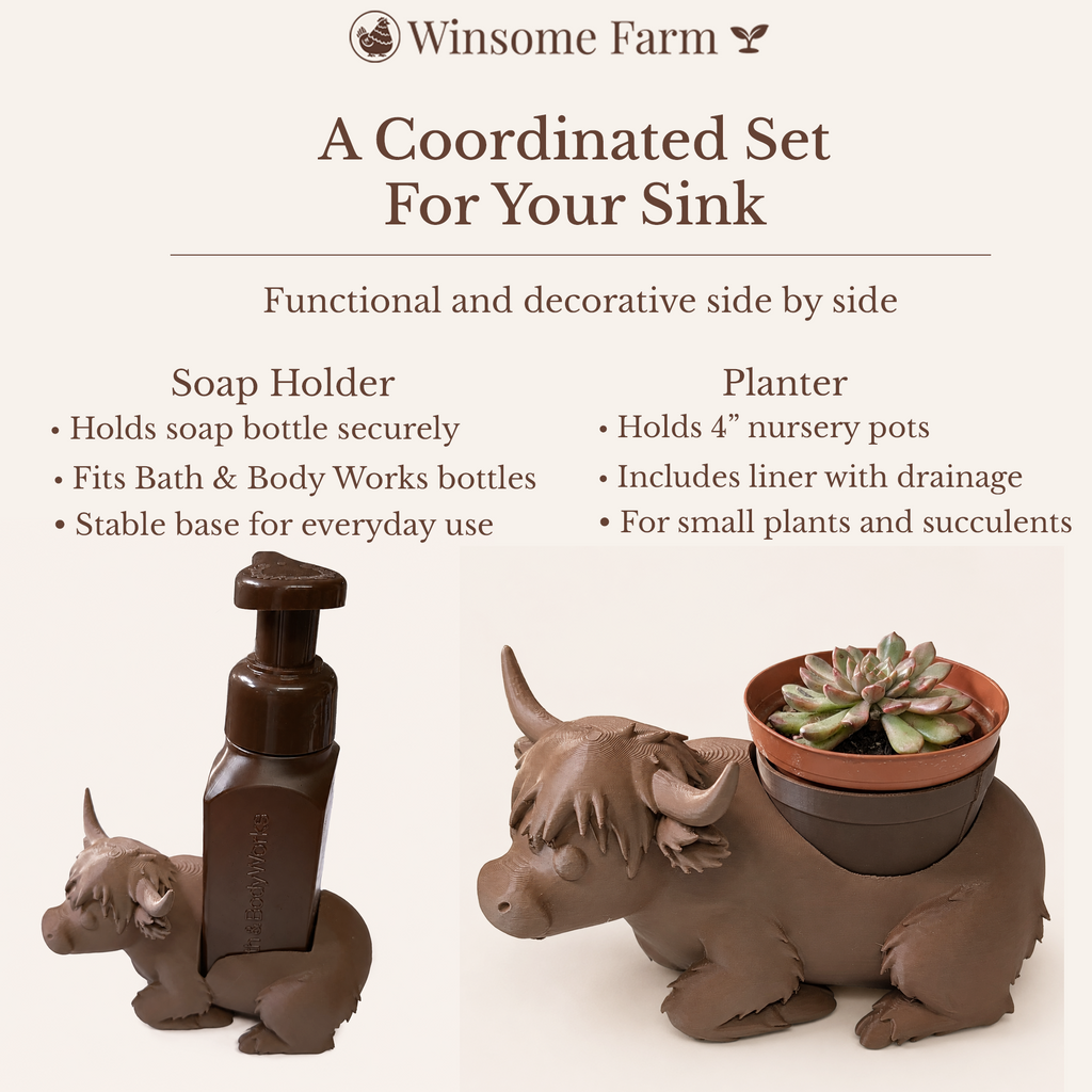 Highland Cow Planter and Soap Holder Bundle - Winsome Farm