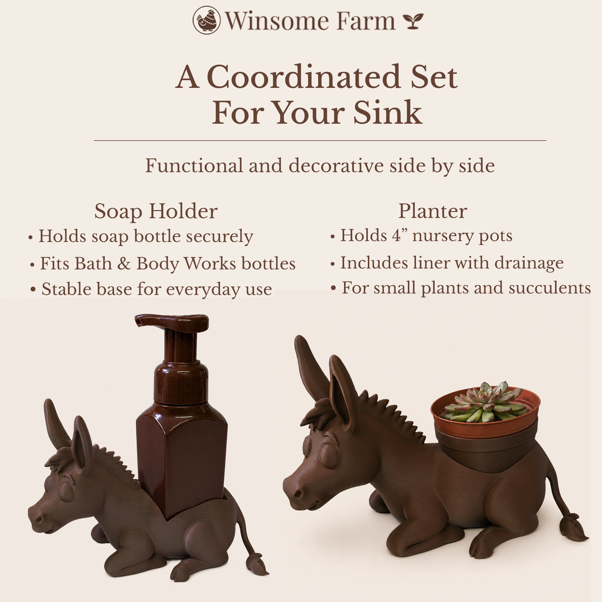 Donkey Planter and Soap Holder Bundle - Winsome Farm