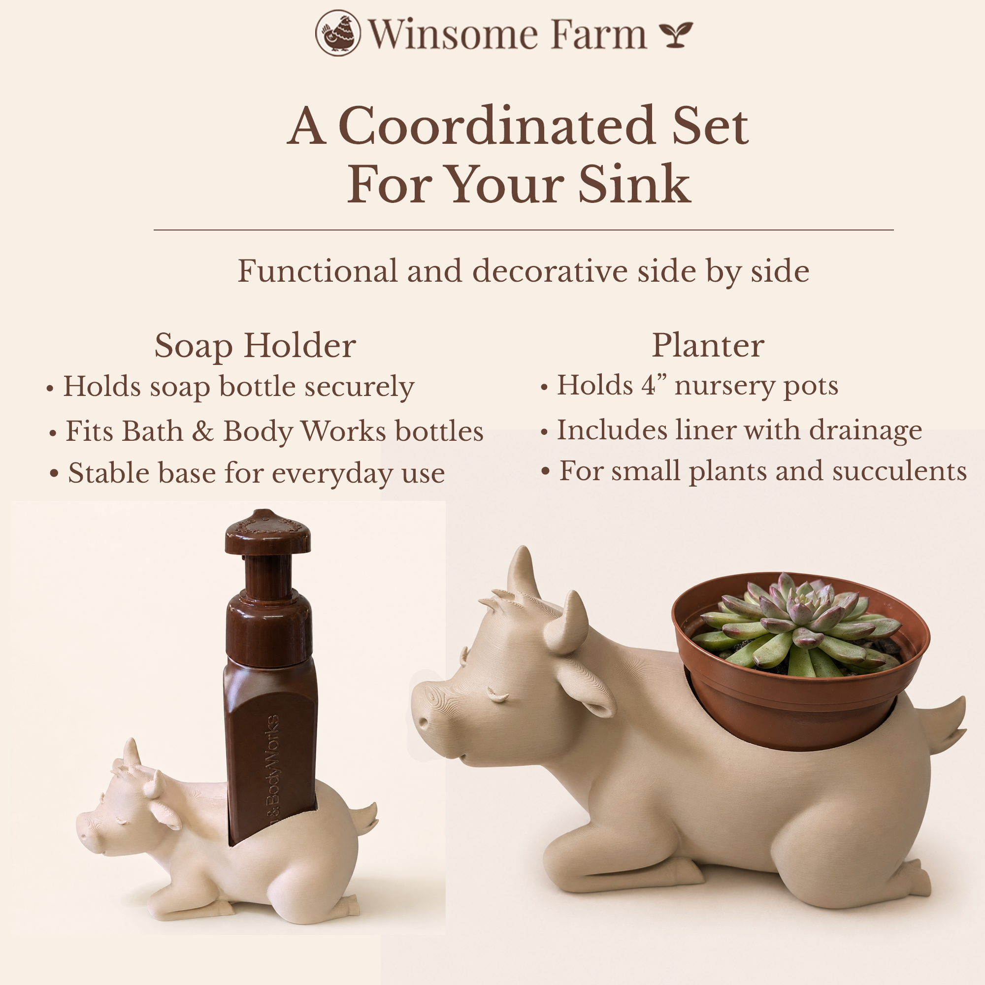 Cow Planter and Soap Holder Bundle - Winsome Farm