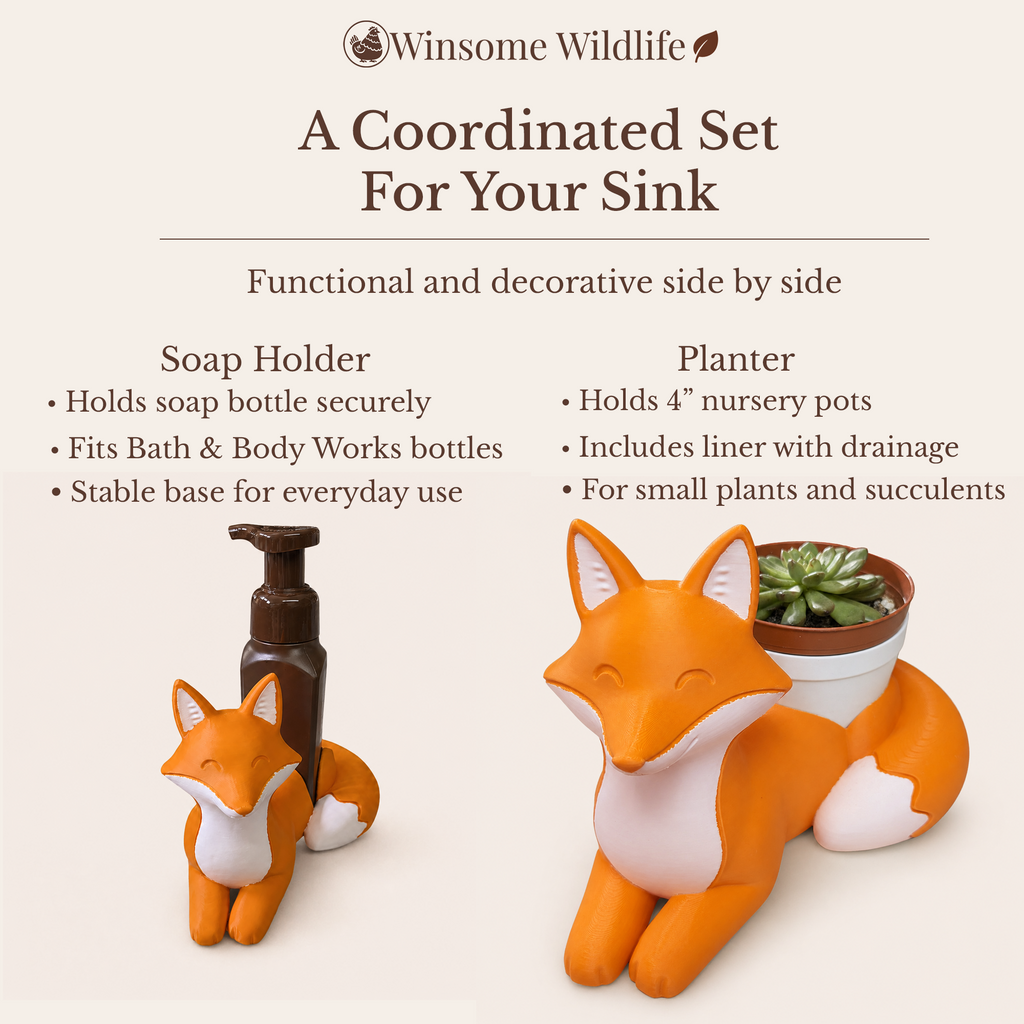 Fox Planter and Soap Holder Bundle - Winsome Wildlife