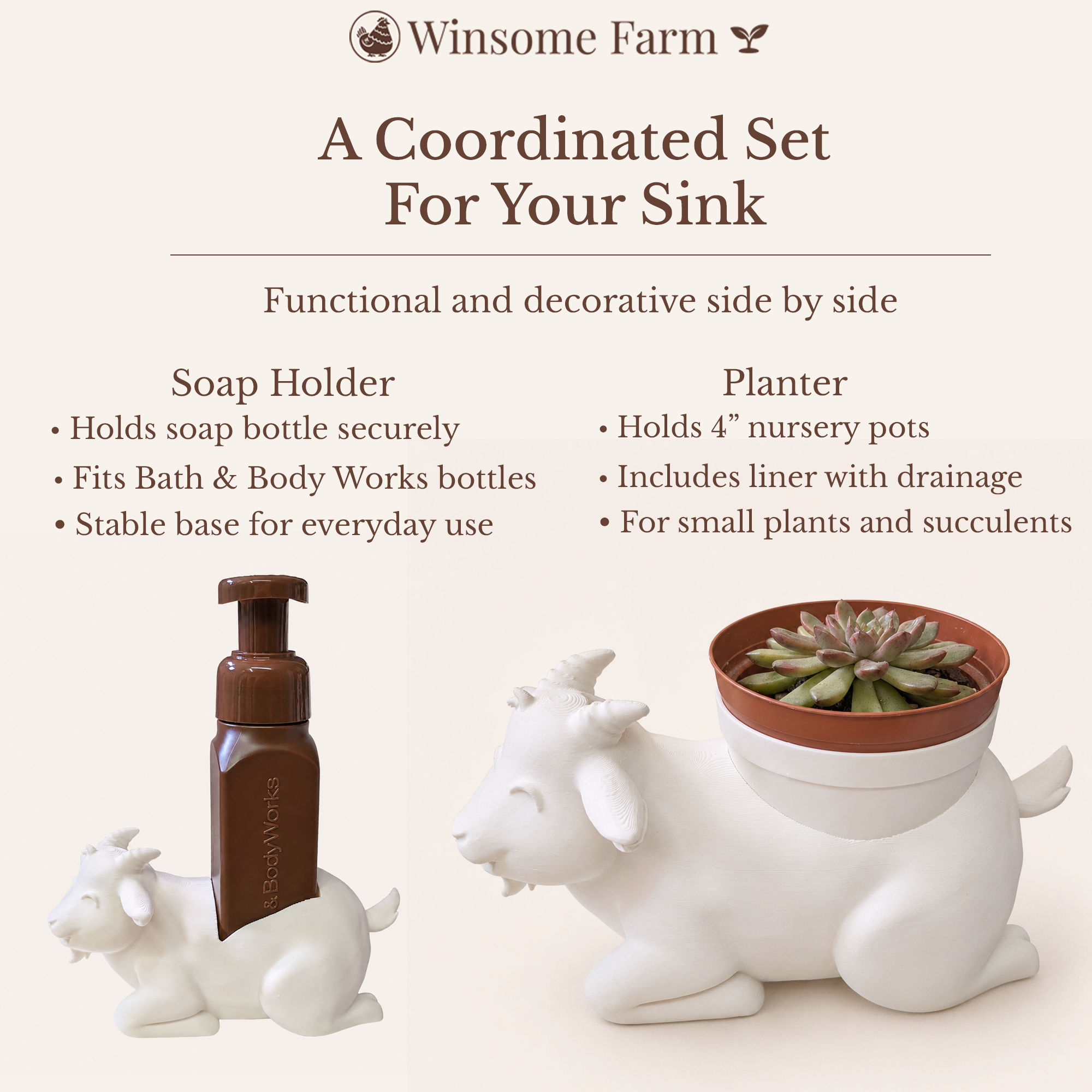 Goat Planter and Soap Holder Bundle - Winsome Farm