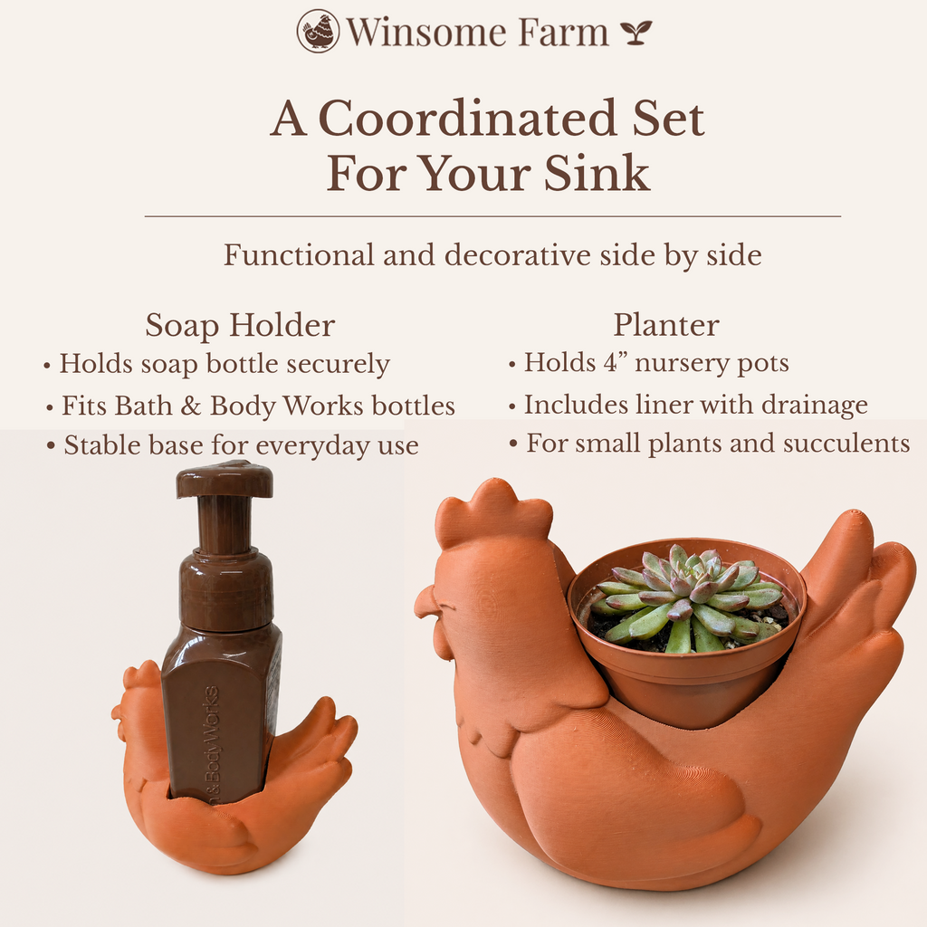 Chicken Planter and Soap Holder Bundle - Winsome Farm
