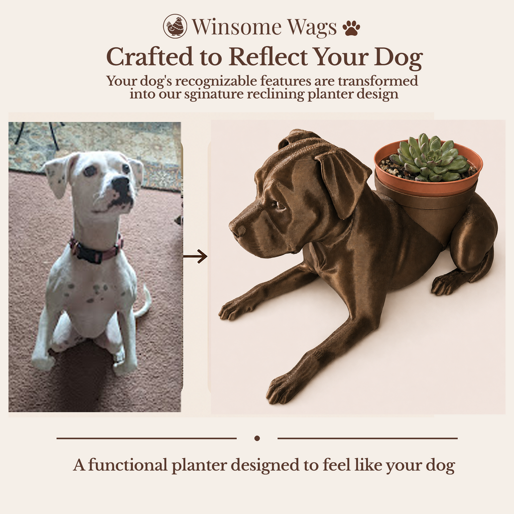 Custom Dog Planter Plant Holder - Winsome Wags