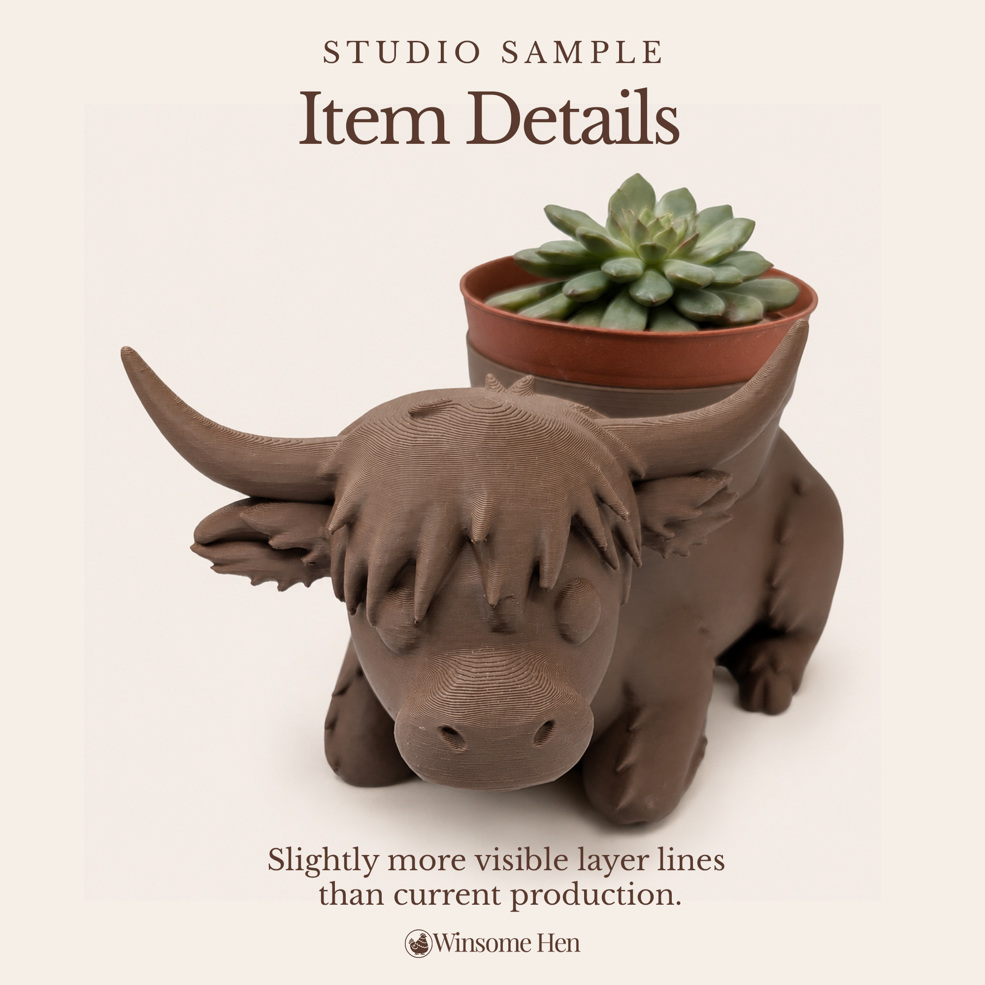 Highland Cow Planter - Winsome Farm - Studio Sample