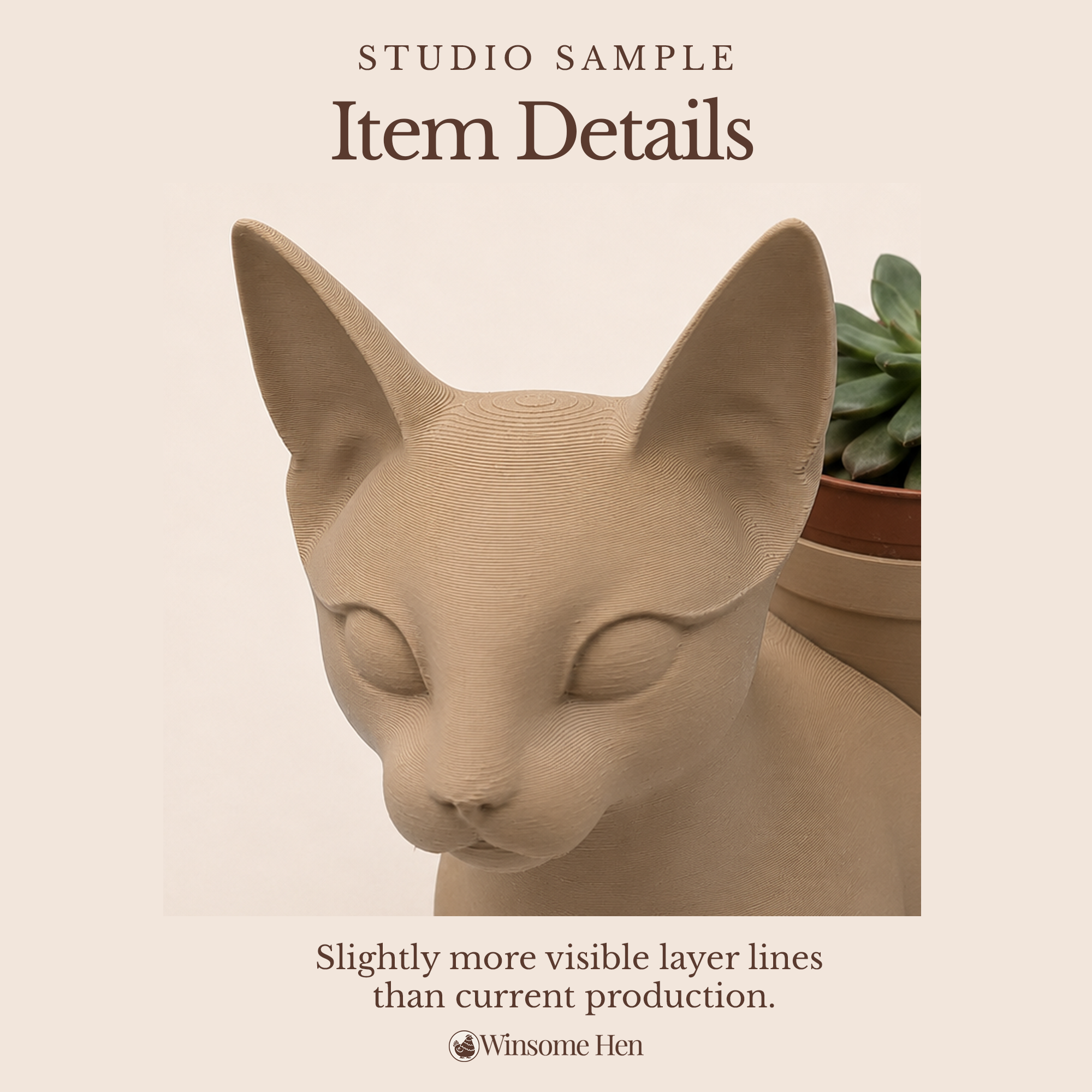 Sleek Cat Planter - Winsome Whiskers - Studio Sample
