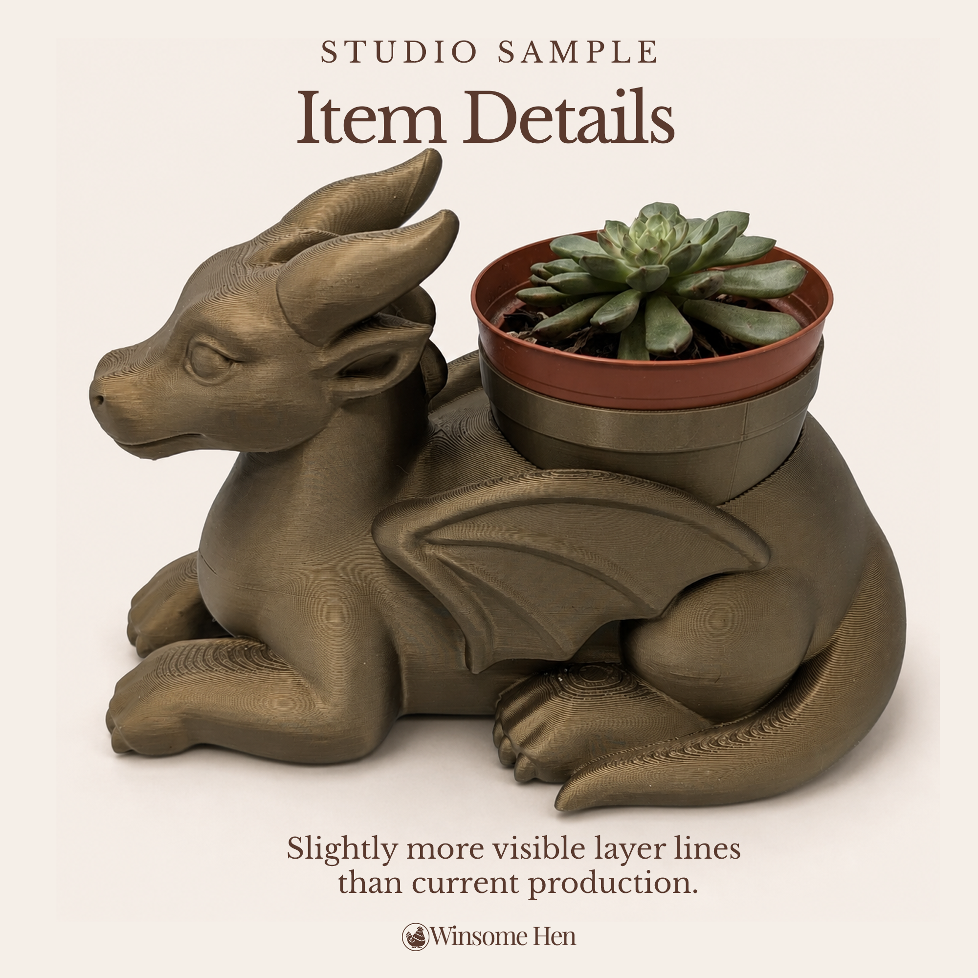 Bronze Dragon Planter - Winsome Whimsy - Studio Sample