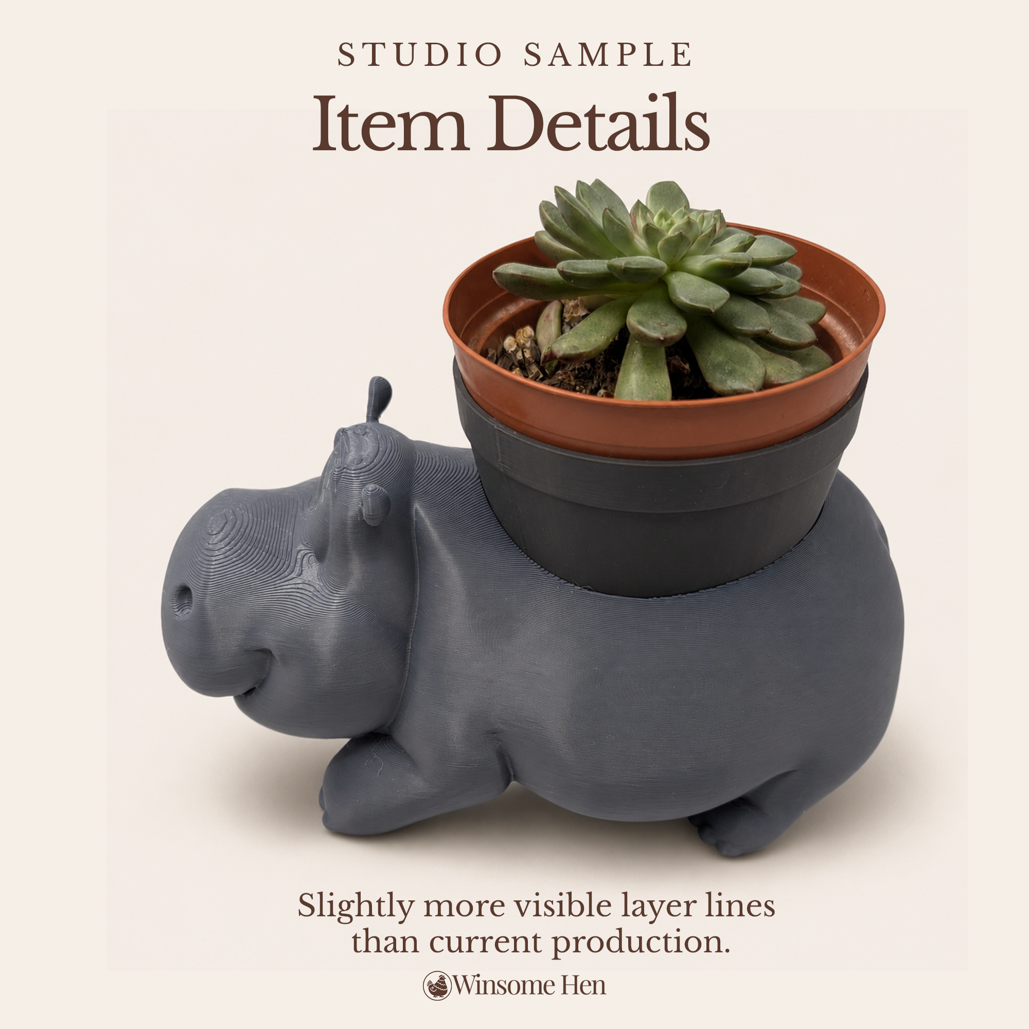 Hippo Planter - Winsome Wildlife - Studio Sample