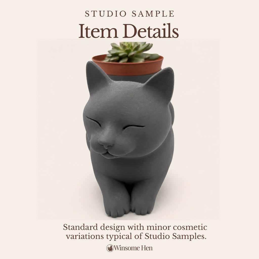 Serene Cat Planter - Winsome Whiskers - Studio Sample