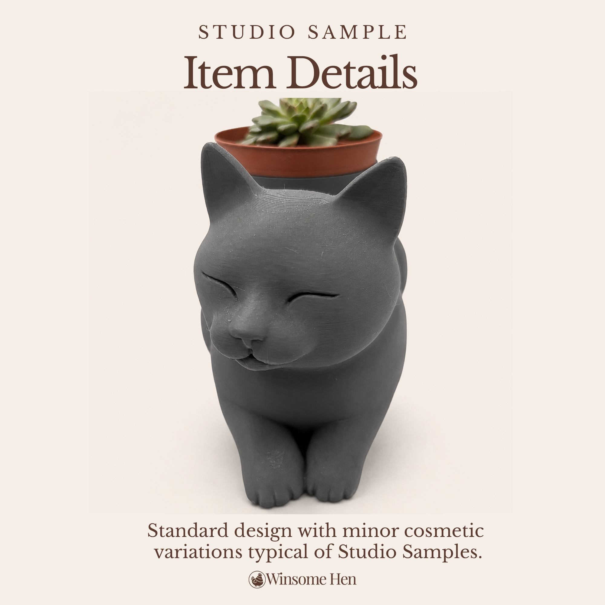 Serene Cat Planter - Winsome Whiskers - Studio Sample