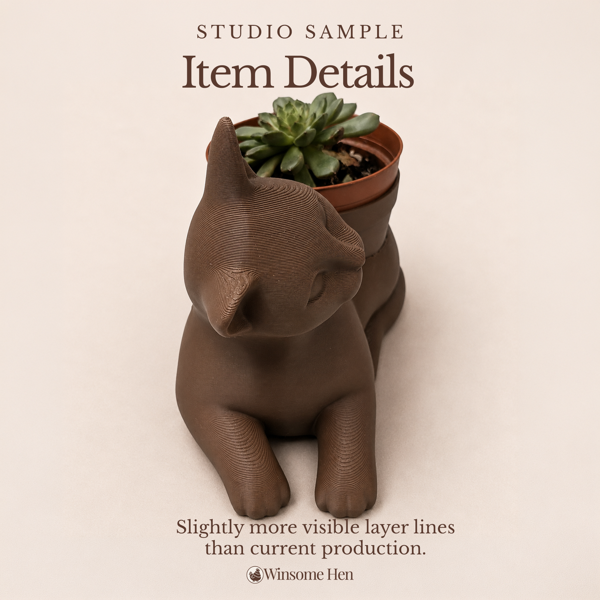 Curious Cat Planter - Winsome Whiskers - Studio Sample