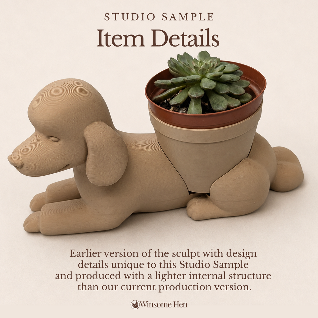 Poodle Planter - Winsome Wags - Studio Sample (Current Sculpt)