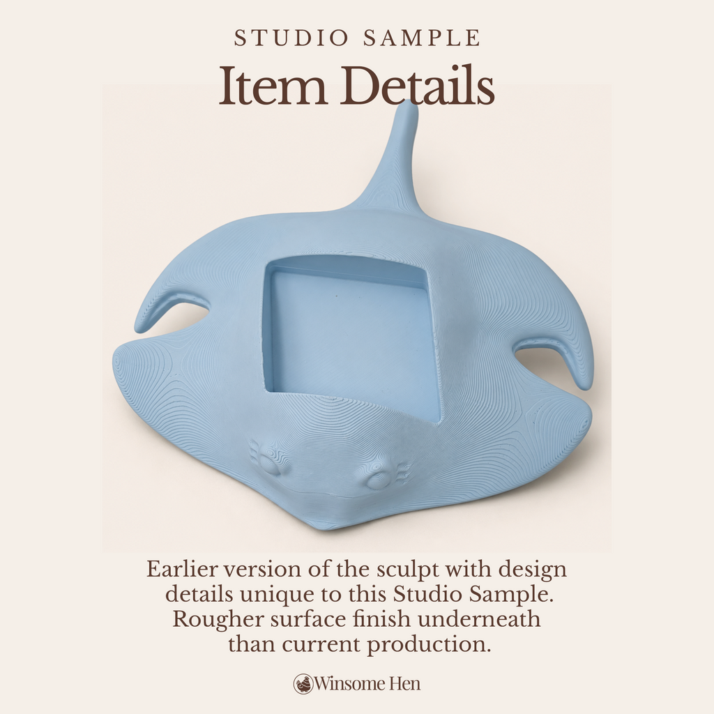 Manta Ray Soap Holder - Winsome Waters - Studio Sample (Light Blue, Early Sculpt)
