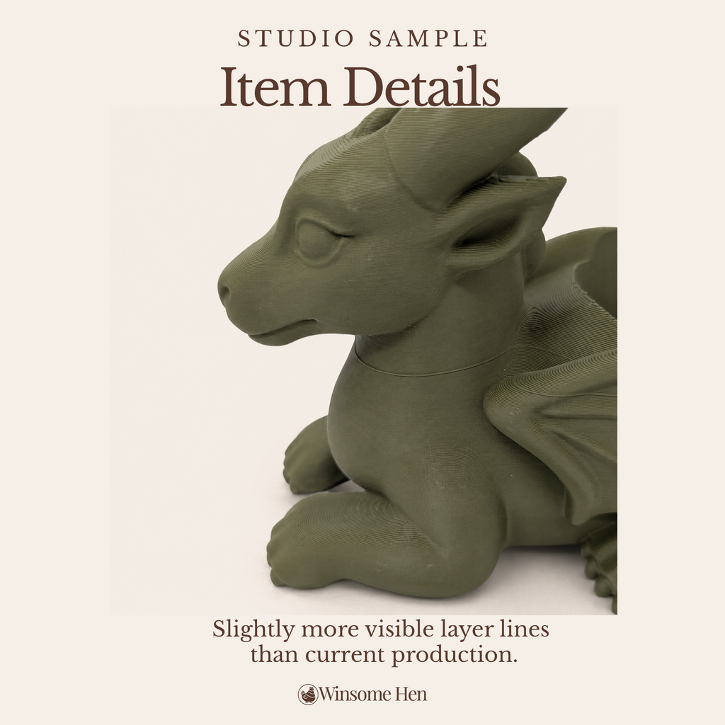 Army Green Dragon Planter - Winsome Whimsy - Studio Sample