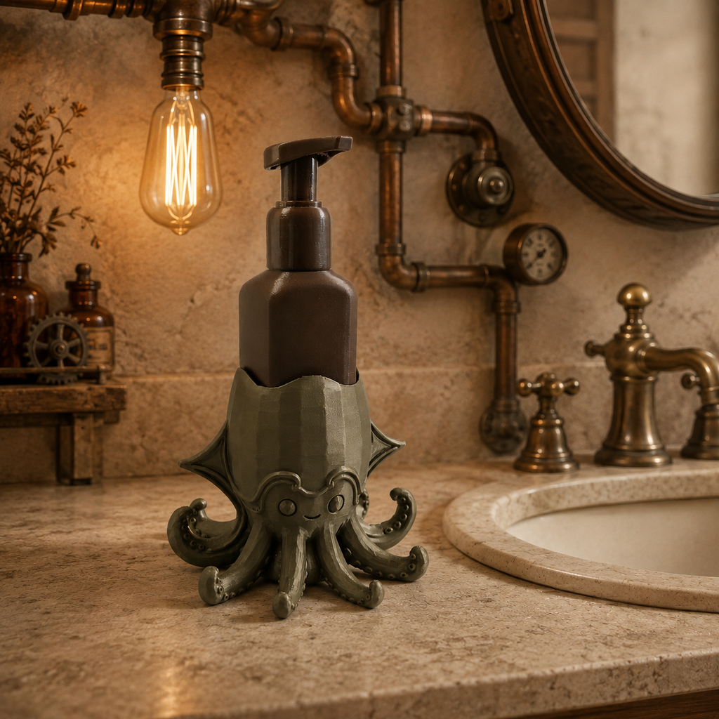 Steampunk Squid - Winsome Whimsy Fantasy Soap Dispenser Holder