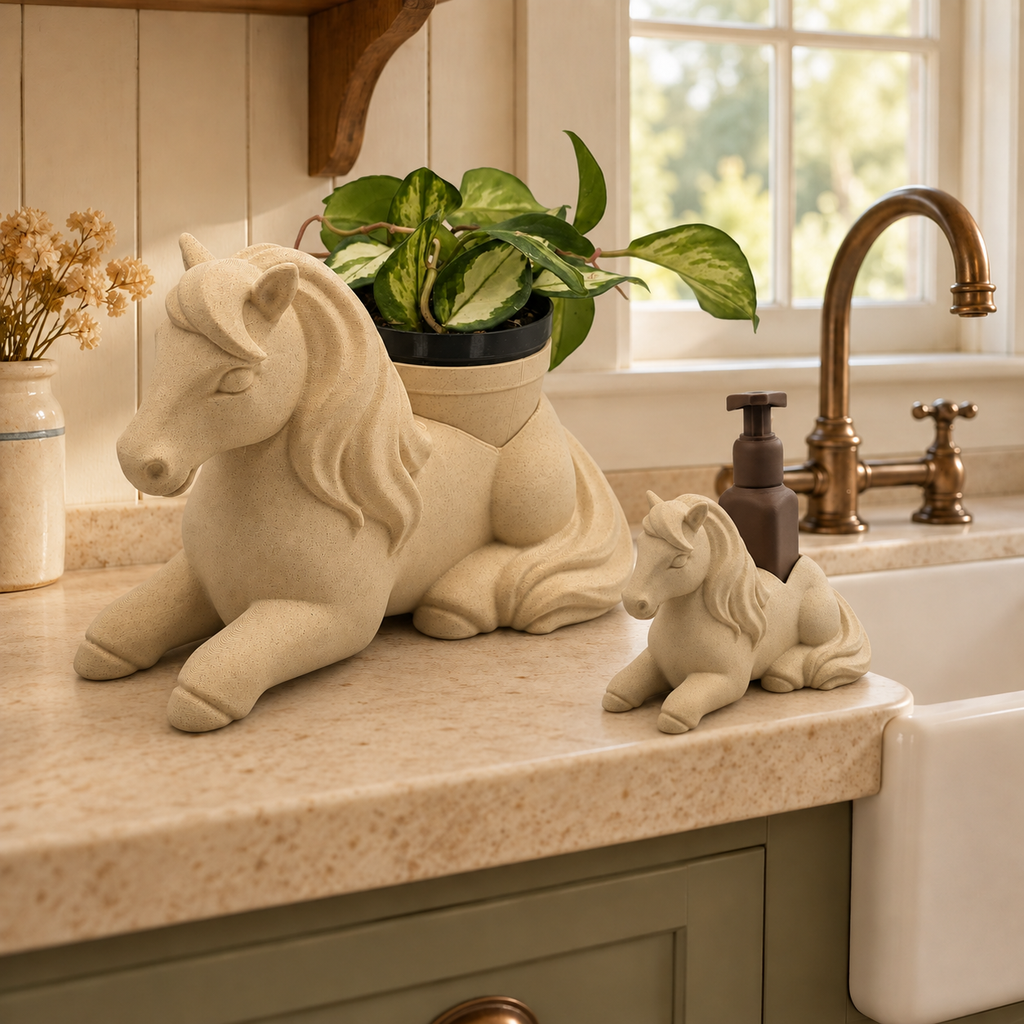 Windswept Horse Planter and Soap Holder Set - Winsome Farm Bundle - Coordinated