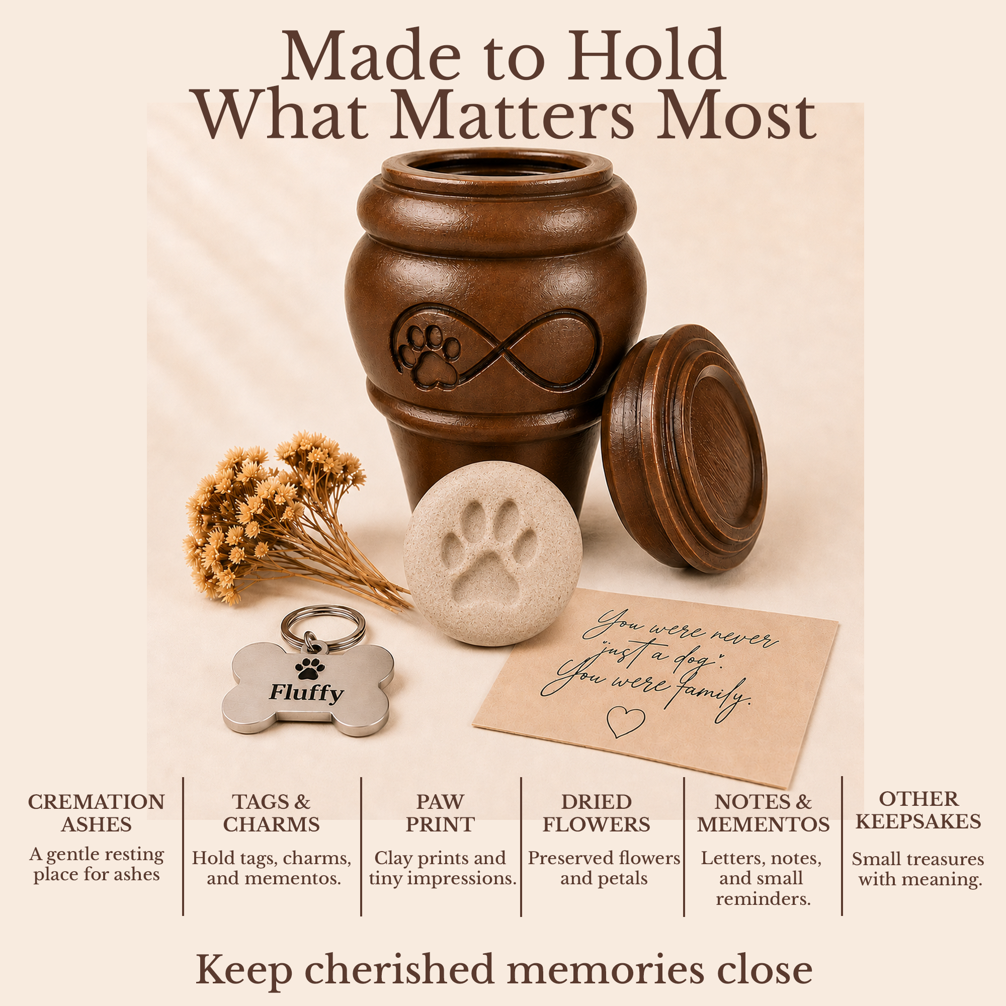 Pet Memorial Urn Insert for Winsome Planters - Personalized Ash Keepsake - Pet Loss Gift