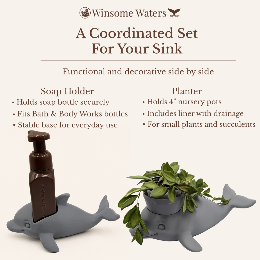 Dolphin Planter and Soap Holder Bundle - Winsome Waters