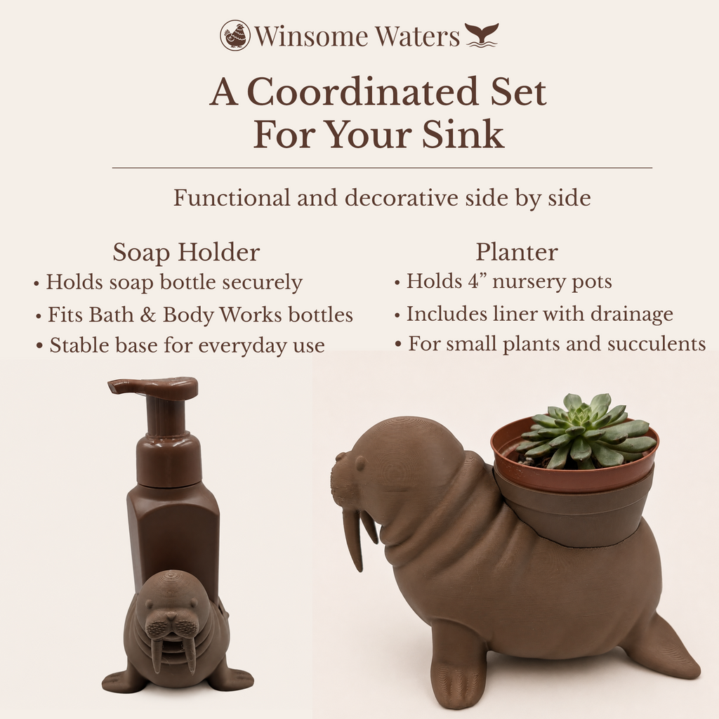 Walrus Planter and Soap Holder Bundle - Winsome Waters