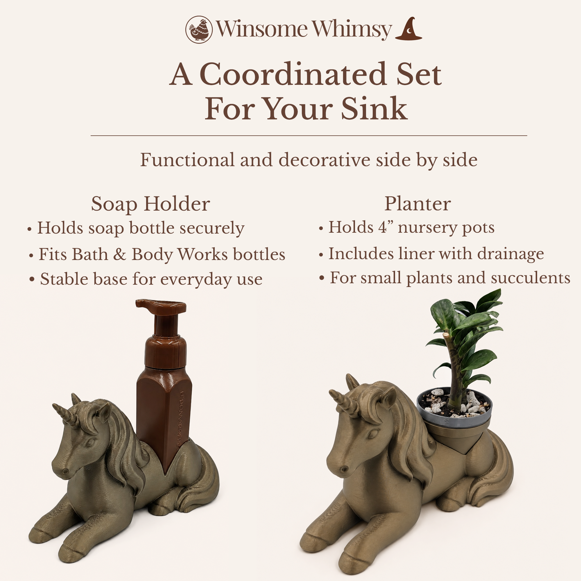 Unicorn Planter and Soap Holder Bundle - Winsome Whimsy