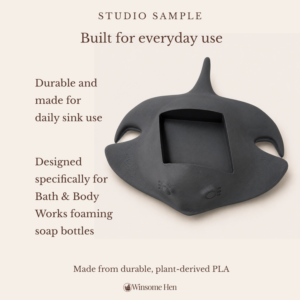Manta Ray Soap Holder - Winsome Waters - Studio Sample (Grey, Current Sculpt)