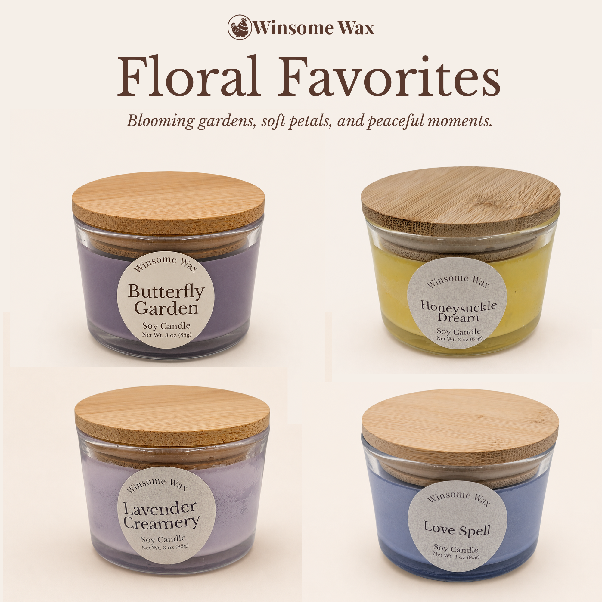Signature Collection - 3 oz Soy Candle - Hand Poured Candle with Bamboo Lid