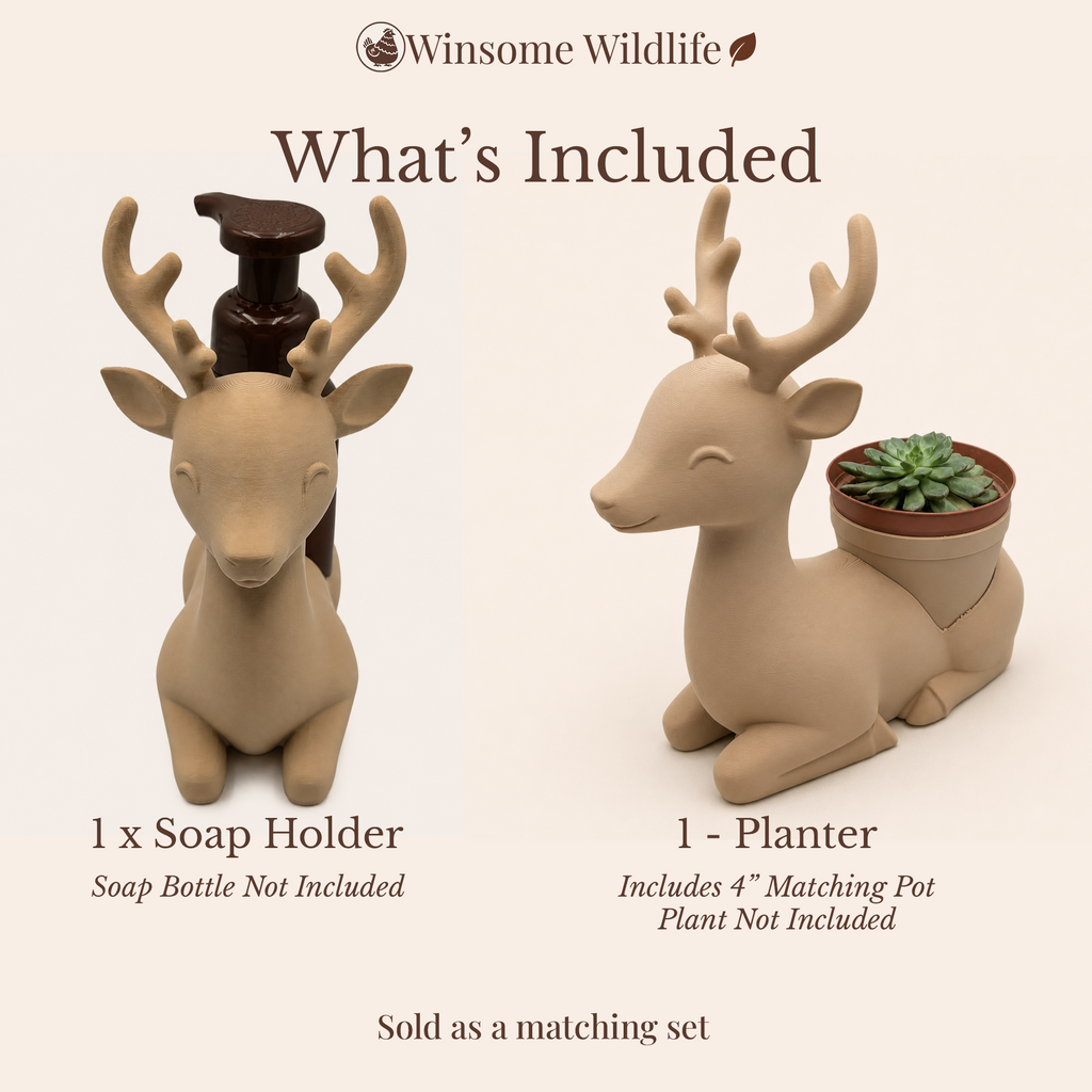 Reindeer Planter and Soap Dispenser Holder Bundle