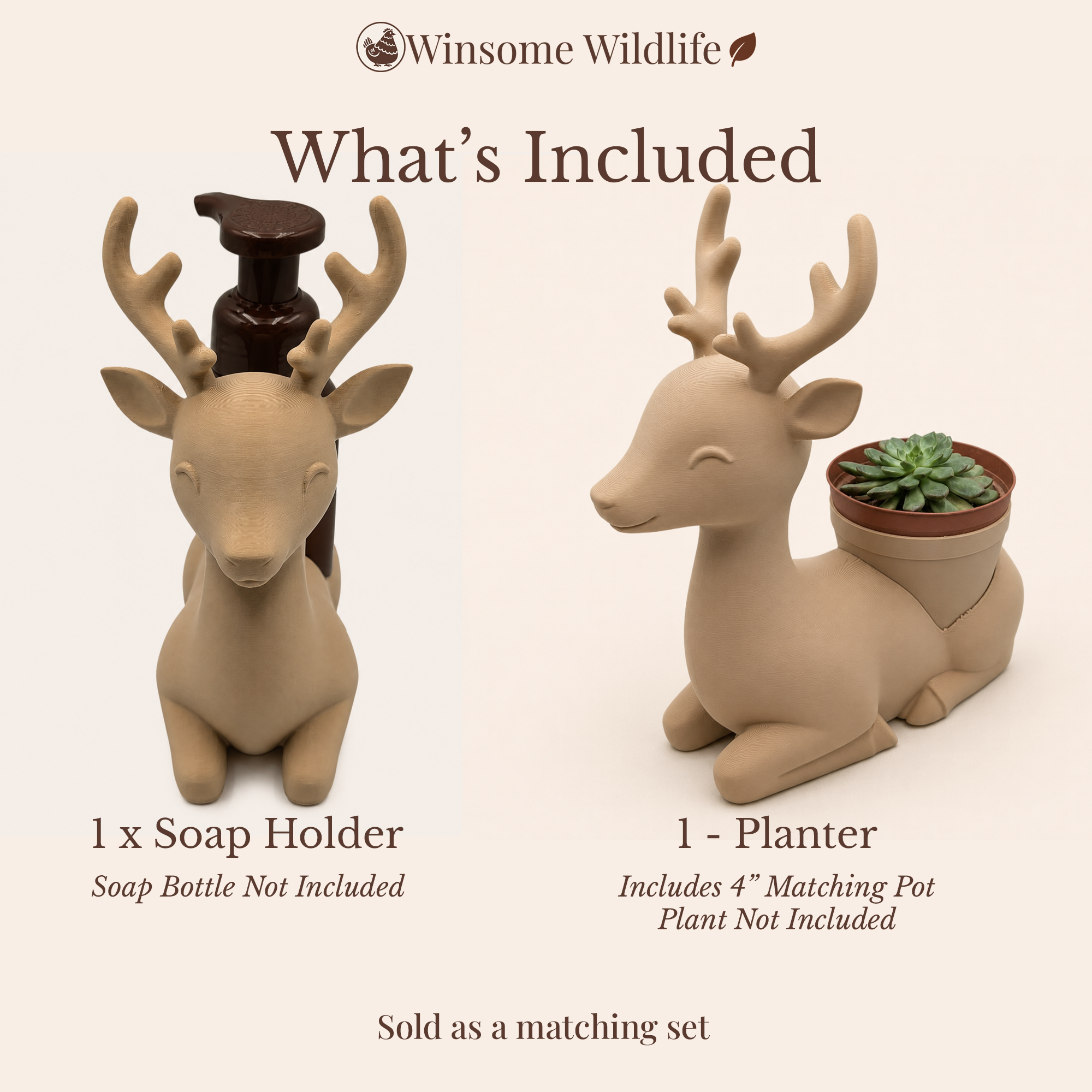 Reindeer Planter and Soap Dispenser Holder Bundle