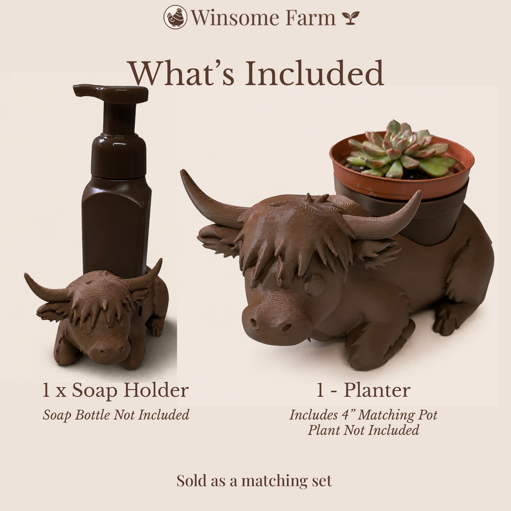 Highland Cow Planter and Soap Holder Bundle - Winsome Farm