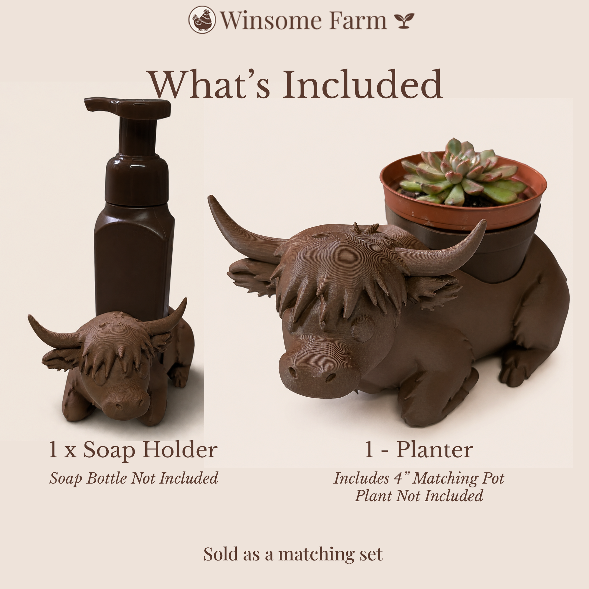 Highland Cow Planter and Soap Holder Bundle - Winsome Farm