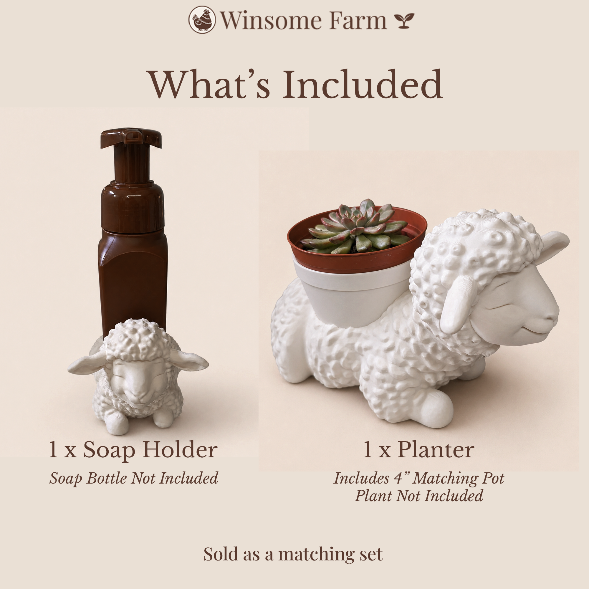 Sheep Planter and Soap Holder Bundle - Winsome Farm