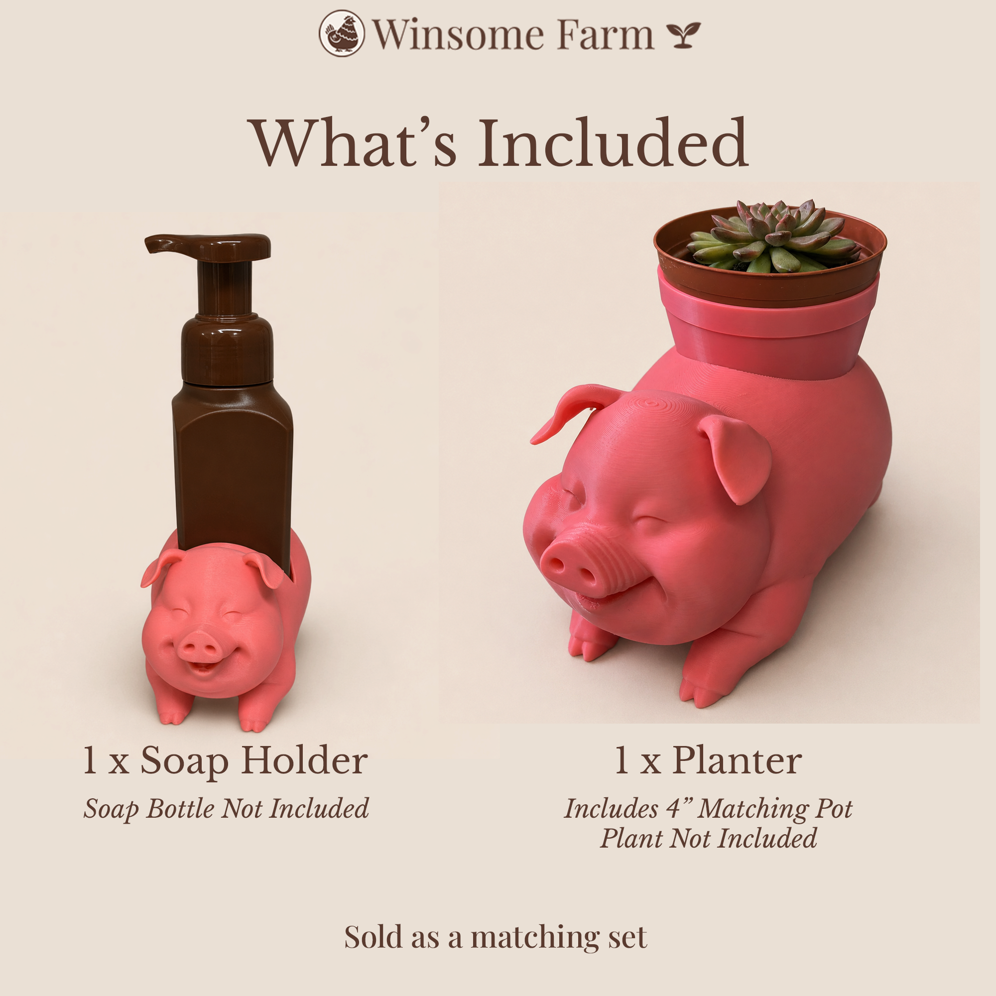 Pig Planter and Soap Holder Bundle - Winsome Farm