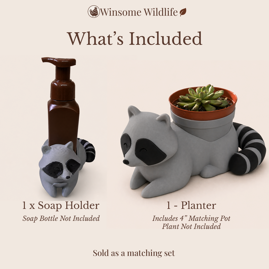 Raccoon Planter and Soap Holder Bundle - Winsome Wildlife