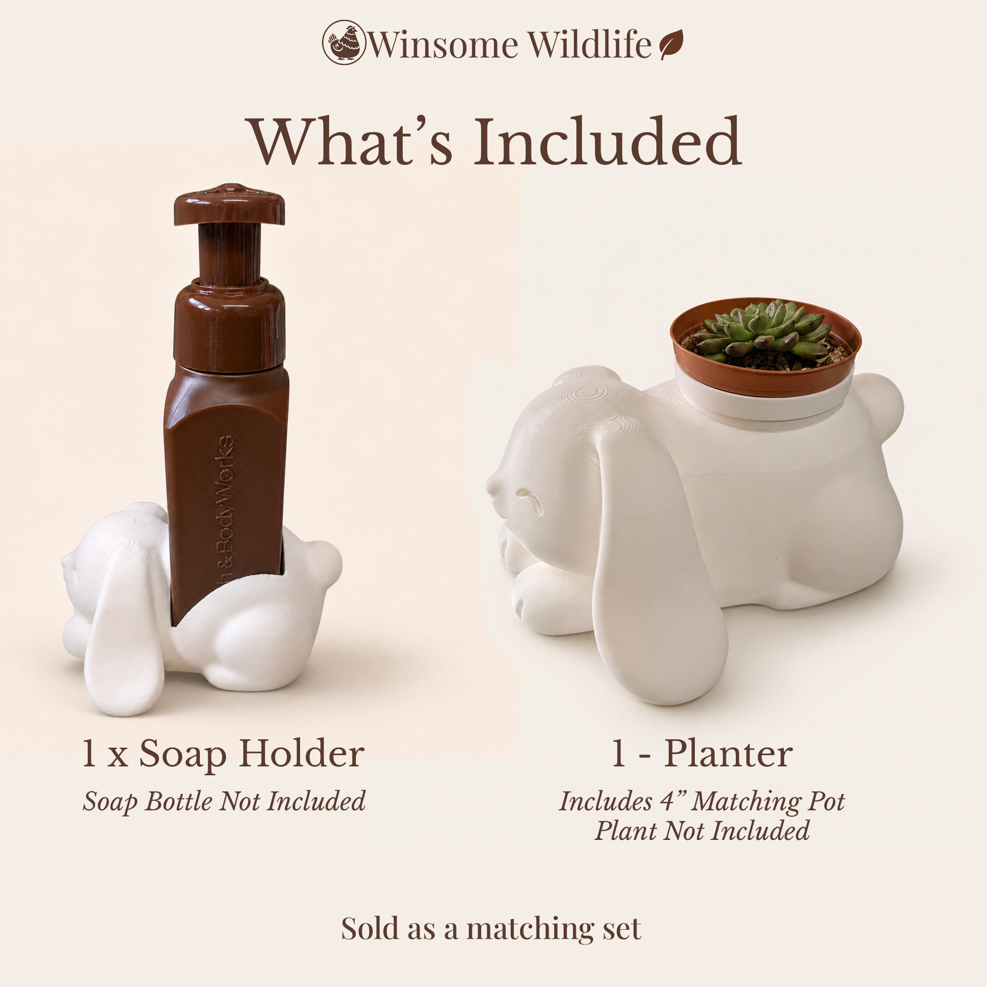 Bunny Planter and Soap Holder Bundle - Winsome Wildlife