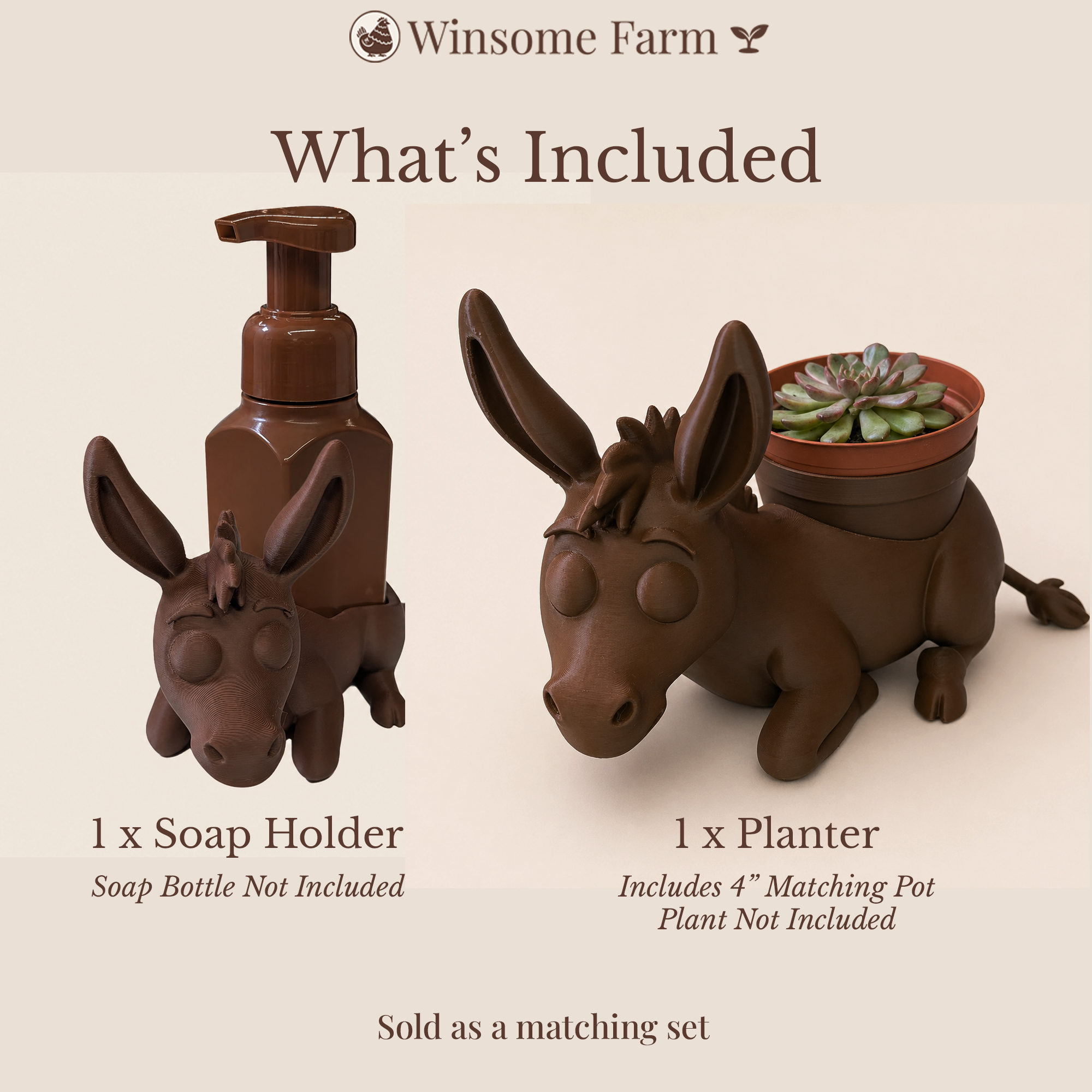 Donkey Planter and Soap Holder Bundle - Winsome Farm