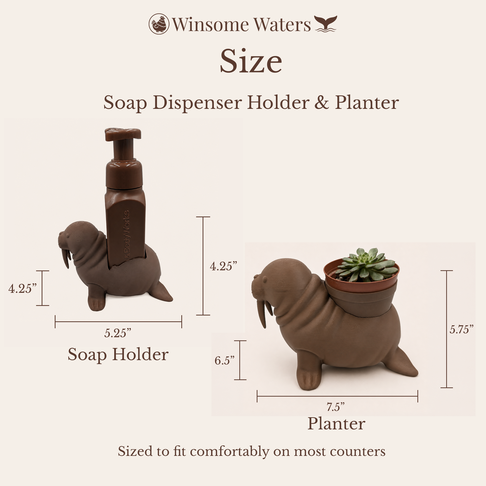 Walrus Planter and Soap Holder Bundle - Winsome Waters