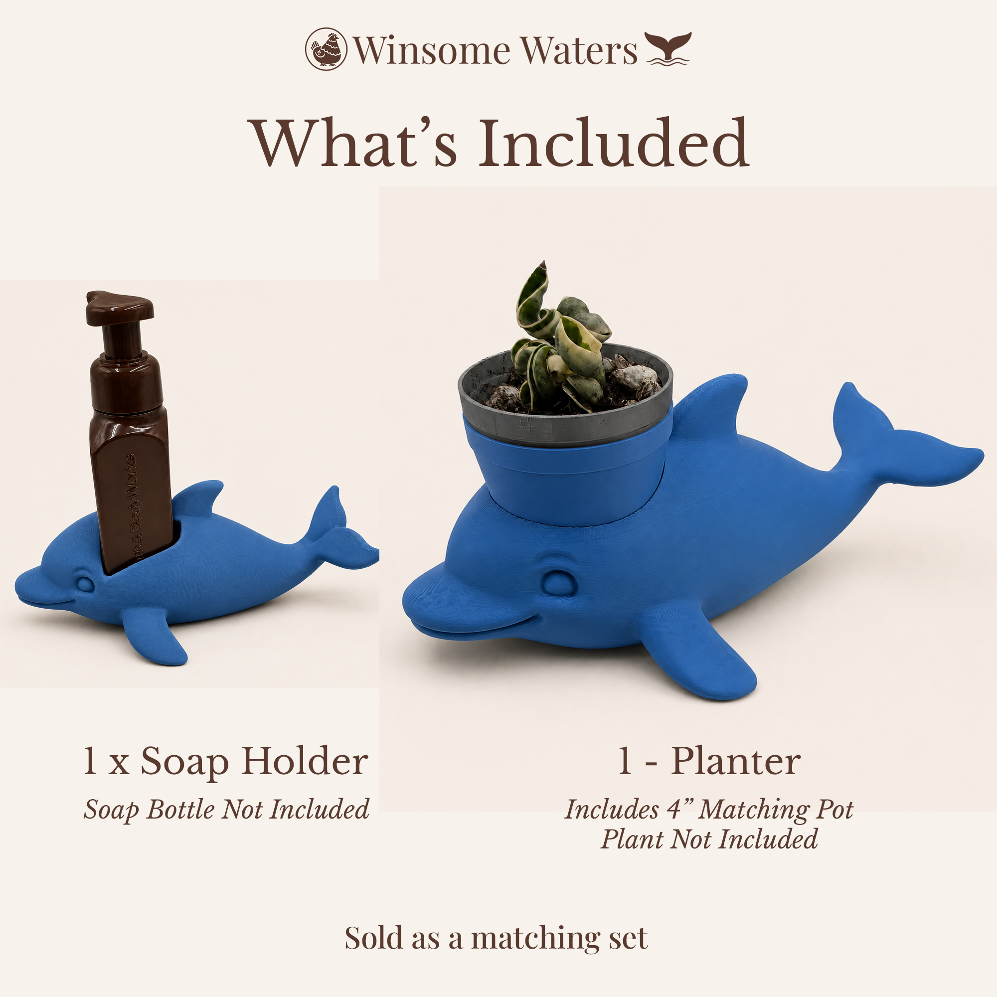 Dolphin Planter and Soap Holder Bundle - Winsome Waters