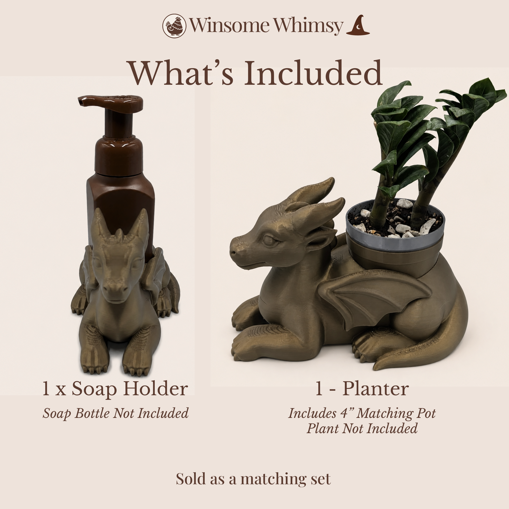 Dragon Planter and Soap Holder Bundle - Winsome Whimsy