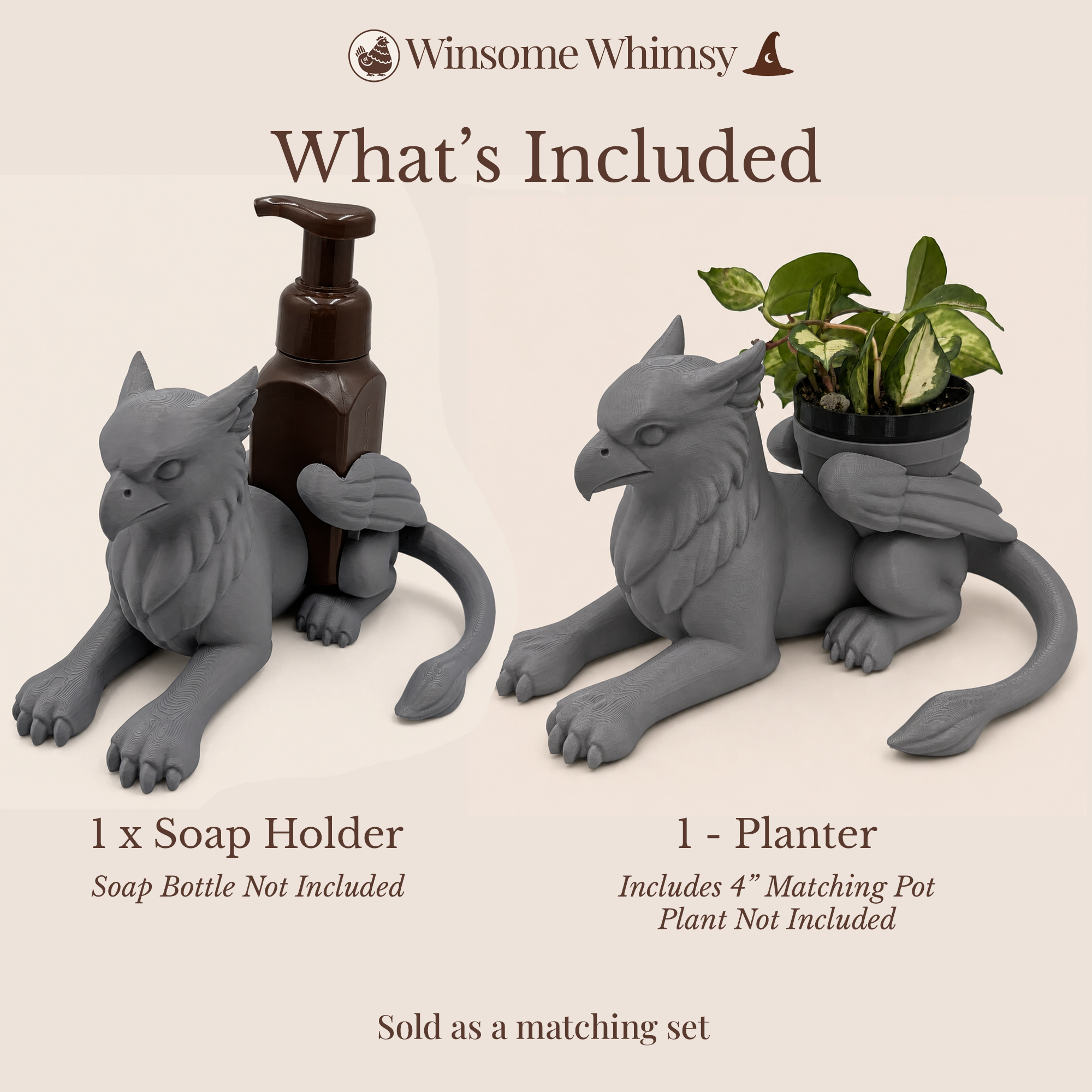 Griffin Planter and Soap Holder Bundle - Winsome Whimsy
