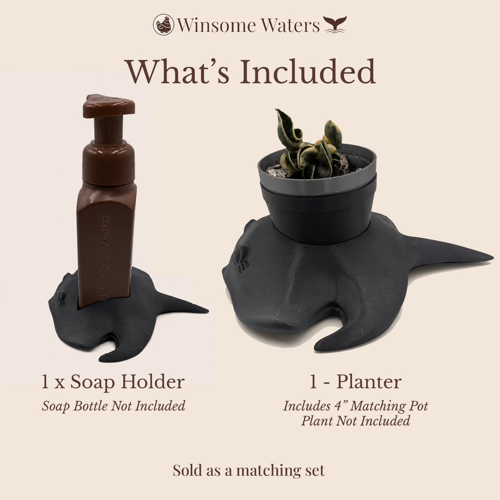 Manta Ray Planter and Soap Holder Bundle - Winsome Waters