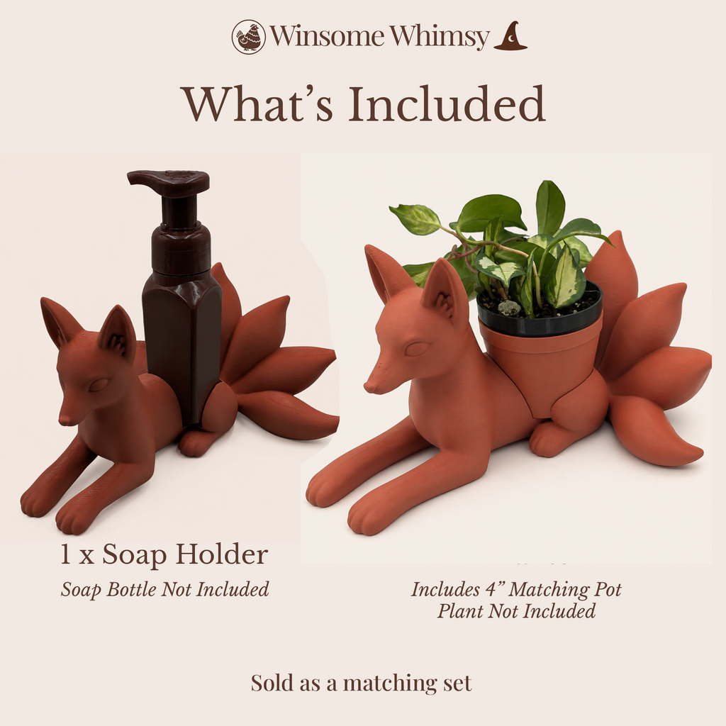 Kitsune Planter and Soap Holder Bundle - Winsome Whimsy