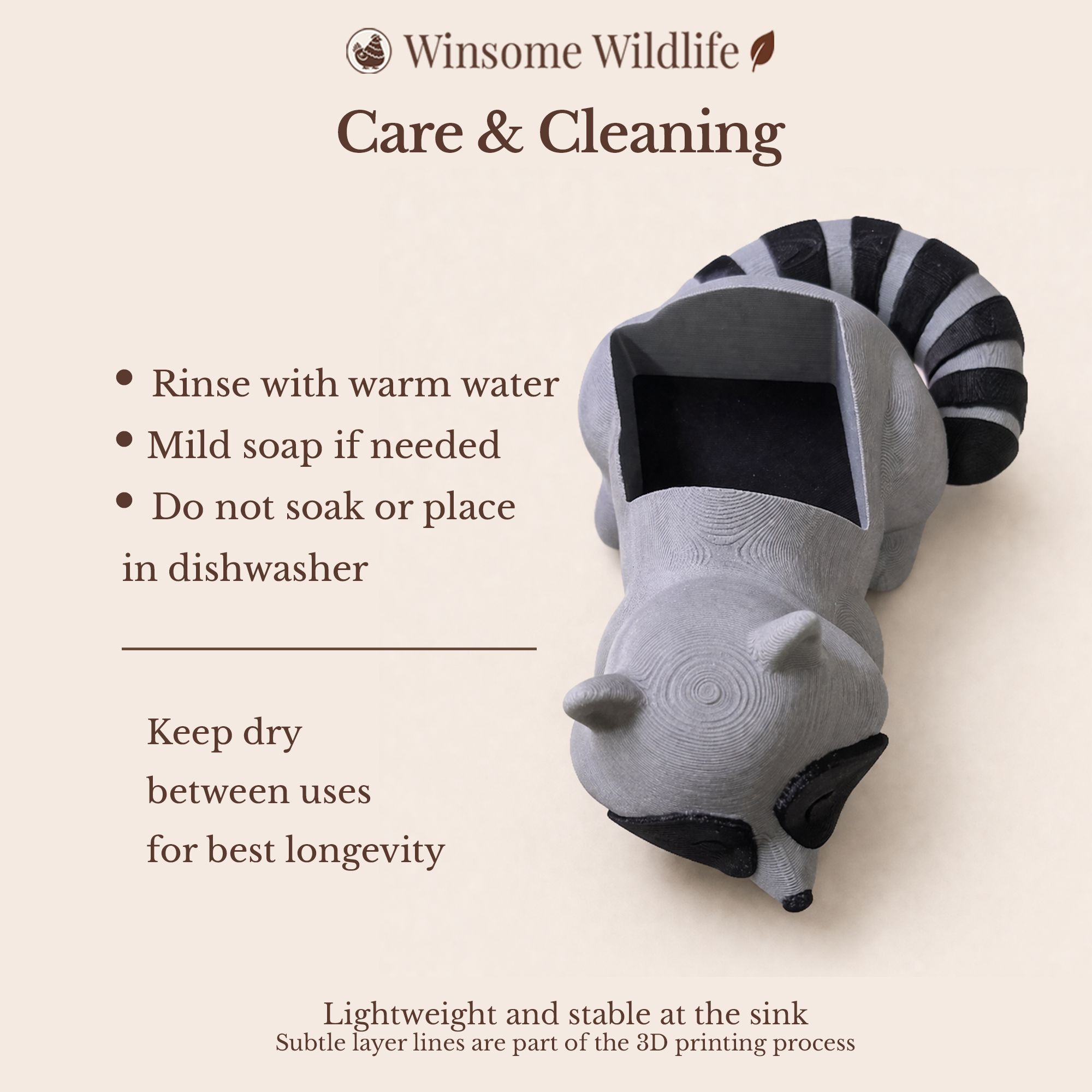 Raccoon Soap Holder - Bath & Body Works Holder - Winsome Wildlife