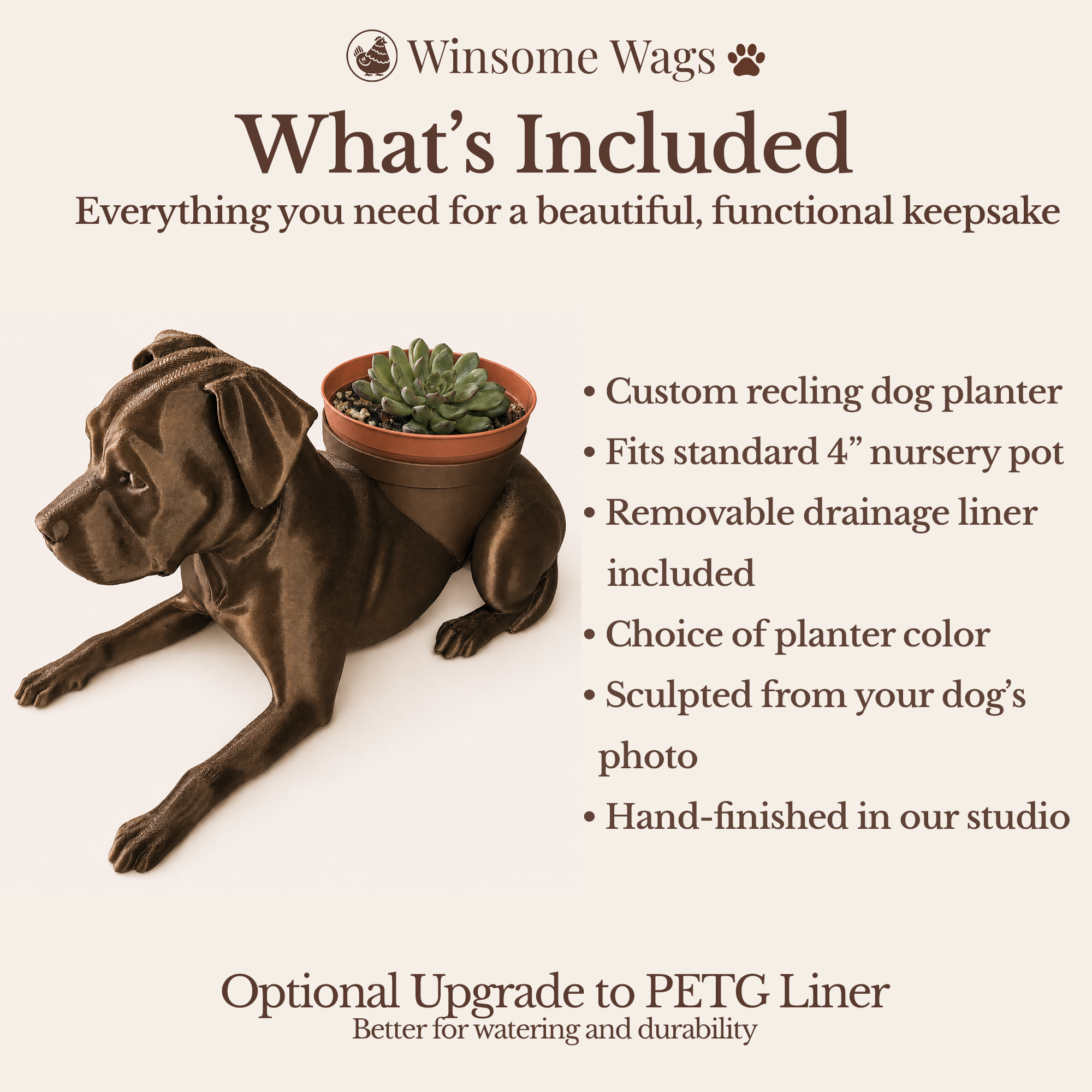 Custom Dog Planter Plant Holder - Winsome Wags