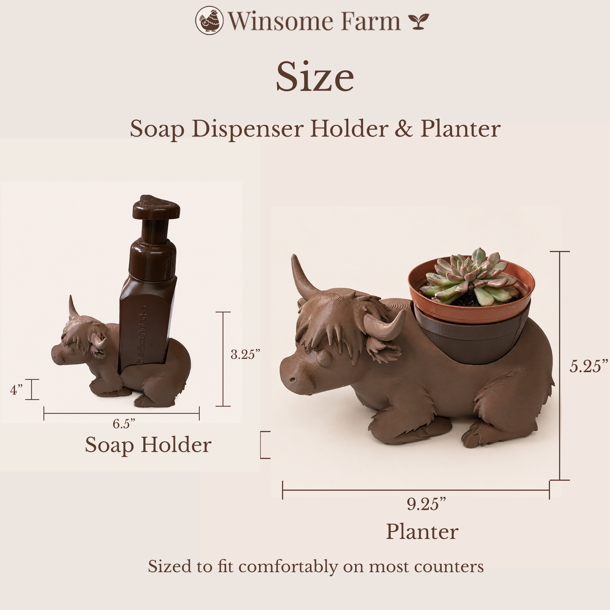 Highland Cow Planter and Soap Holder Bundle - Winsome Farm