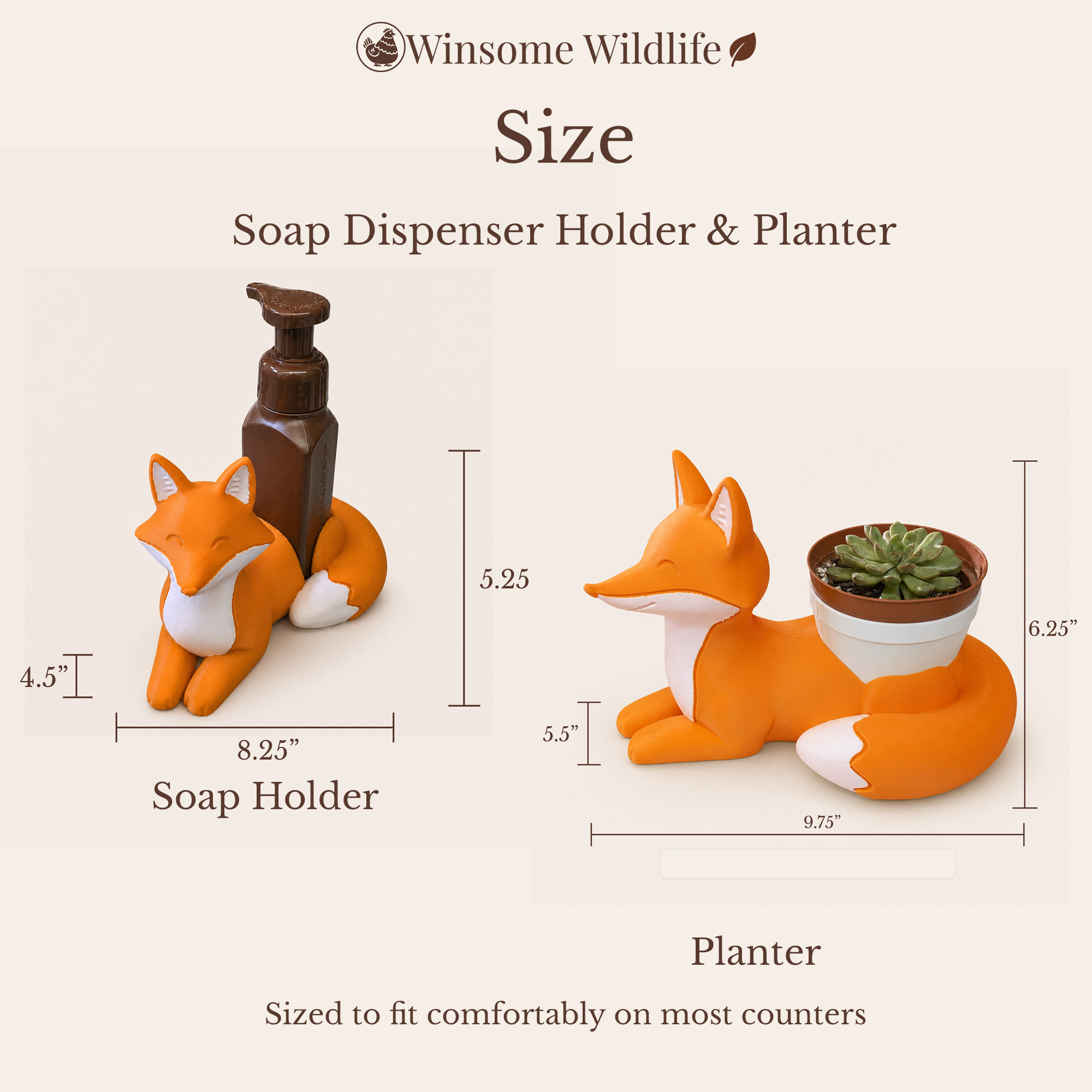 Fox Planter and Soap Holder Bundle - Winsome Wildlife